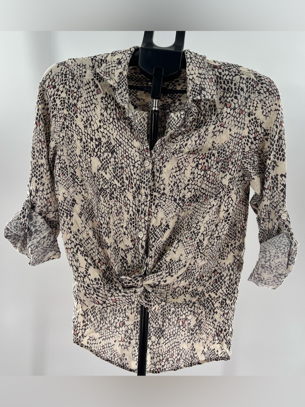 Velvet Heart Beige Snake-Print Button Down Shirt